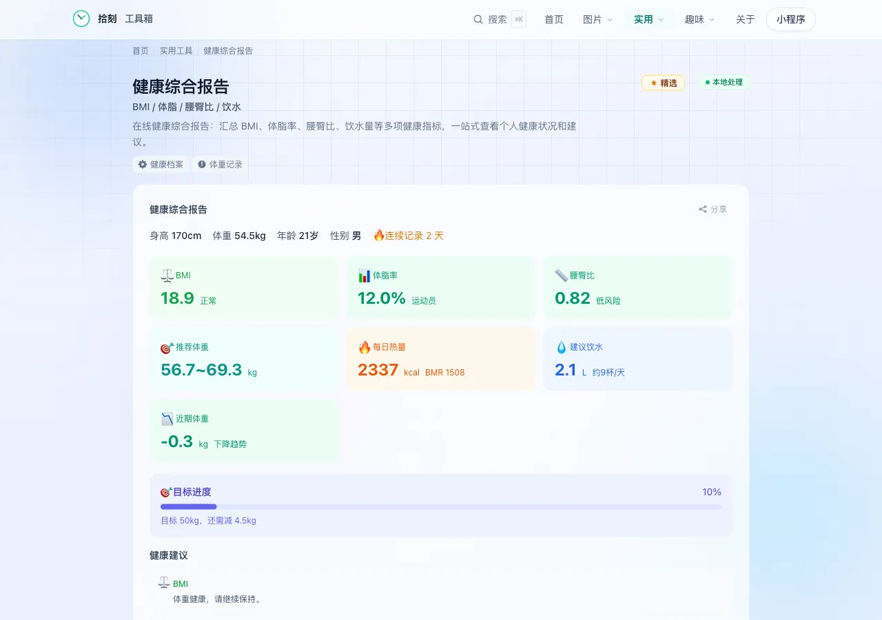 健康综合报告工具界面